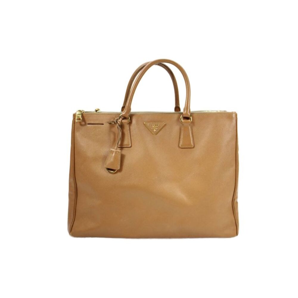 Prada Women's Leather Galleria Saffiano Lux Tote Handbag Camel